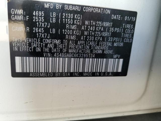 Photo 10 from auction – 2019 SUBARU OUTBACK 2. with VIN 4S4BSABC6K3295134