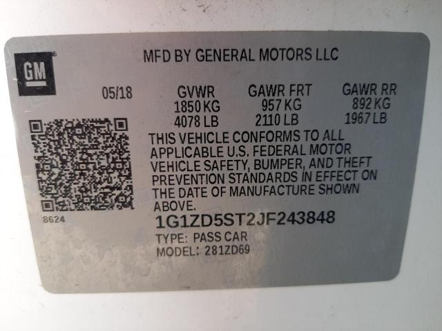 Photo 10 from auction – 2018 CHEVROLET MALIBU LT with VIN 1G1ZD5ST2JF243848