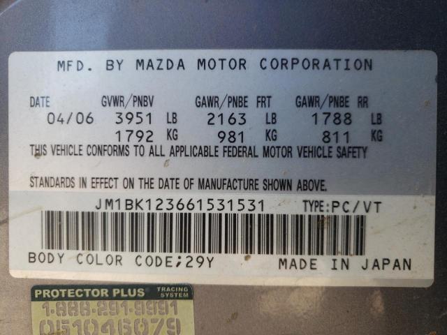 Photo 10 from auction – 2006 MAZDA 3 S with VIN JM1BK123661531531