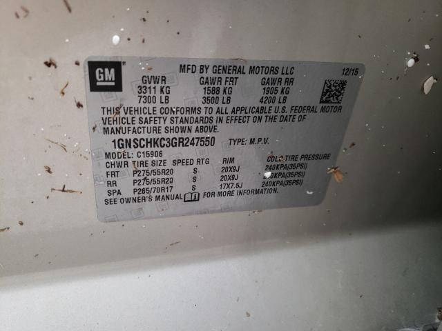 Photo 10 from auction – 2016 CHEVROLET SUBURBAN C with VIN 1GNSCHKC3GR247550