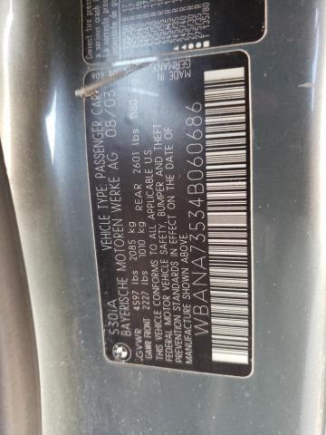 Photo 10 from auction – 2004 BMW 530 I with VIN WBANA73534B060686