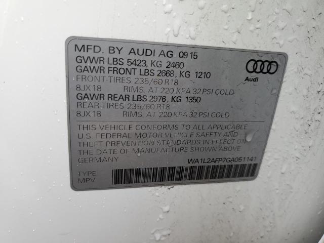 Photo 10 from auction – 2016 AUDI Q5 PREMIUM with VIN WA1L2AFP7GA051141