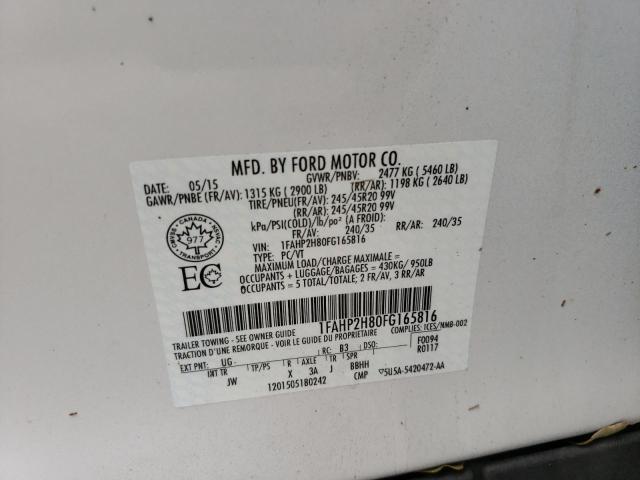 Photo 10 from auction – 2015 FORD TAURUS SEL with VIN 1FAHP2H80FG165816