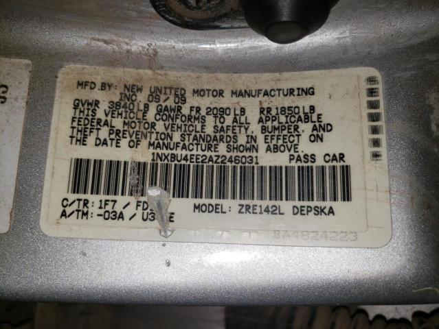 Photo 10 from auction – 2010 TOYOTA COROLLA BA with VIN 1NXBU4EE2AZ246031