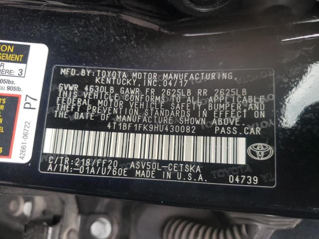 Photo 10 from auction – 2017 TOYOTA CAMRY LE with VIN 4T1BF1FK9HU430082