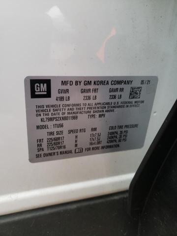 Photo 10 from auction – 2022 CHEVROLET TRAILBLAZE with VIN KL79MPS2XNB011969