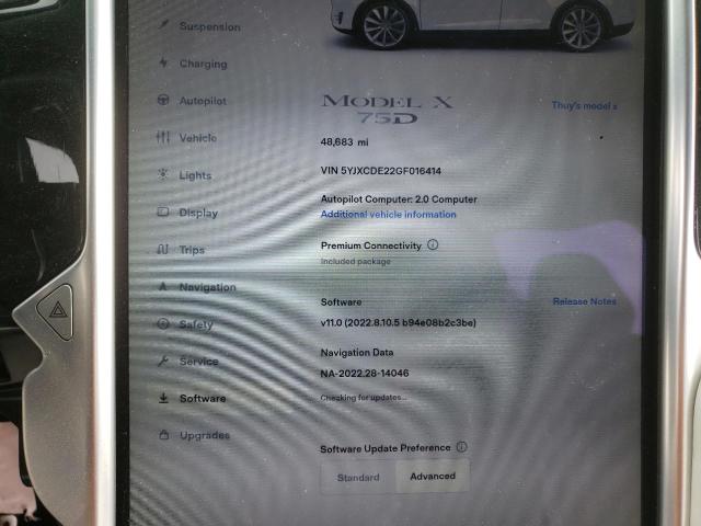 Photo 8 from auction – 2016 TESLA MODEL X with VIN 5YJXCDE22GF016414