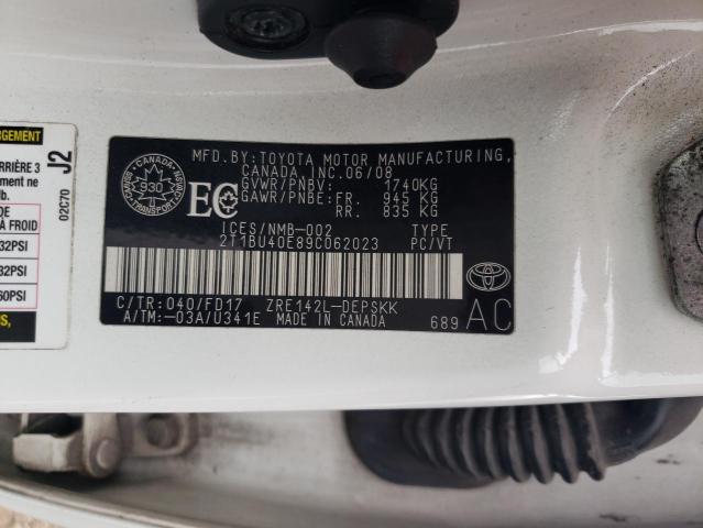 Photo 10 from auction – 2009 TOYOTA COROLLA BA with VIN 2T1BU40E89C062023