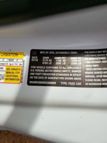 Photo 10 from auction – 2019 BUICK CASCADA PR with VIN W04WH3N58KG300849