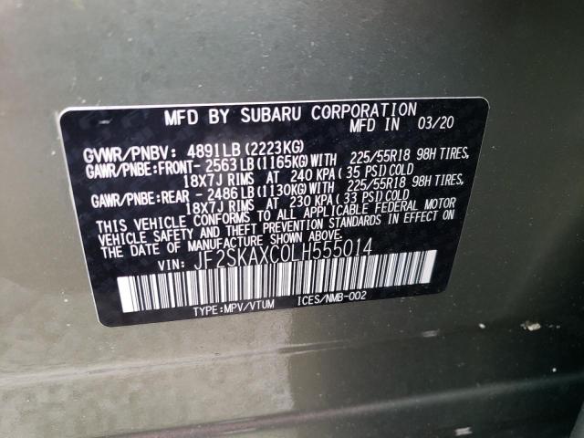 Photo 10 from auction – 2020 SUBARU FORESTER T with VIN JF2SKAXC0LH555014