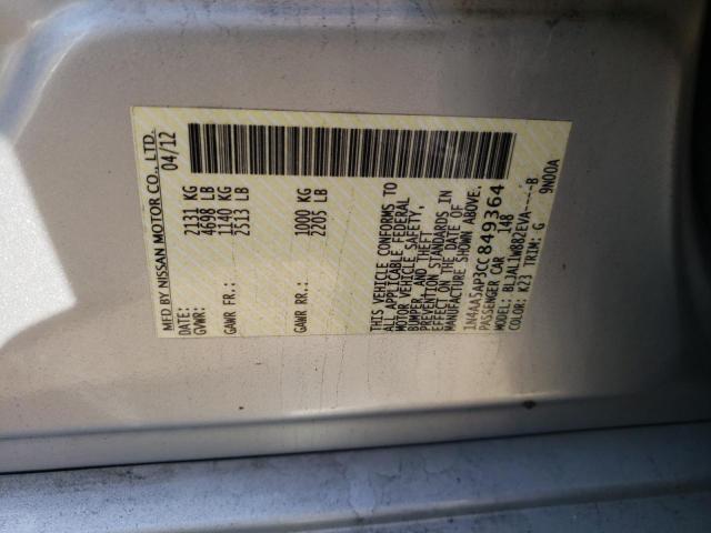 Photo 10 from auction – 2012 NISSAN MAXIMA S with VIN 1N4AA5AP3CC849364