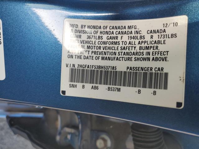 Photo 10 from auction – 2011 HONDA CIVIC LX with VIN 2HGFA1F53BH537185