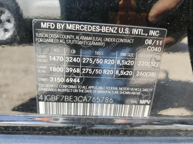 Photo 10 from auction – 2012 MERCEDES-BENZ GL 450 4MA with VIN 4JGBF7BE3CA765786