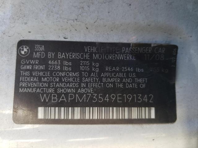 Photo 10 from auction – 2009 BMW 335 I with VIN WBAPM73549E191342