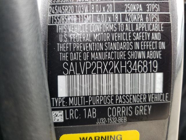 Photo 10 from auction – 2019 LAND ROVER RANGE ROVE with VIN SALVP2RX2KH346819