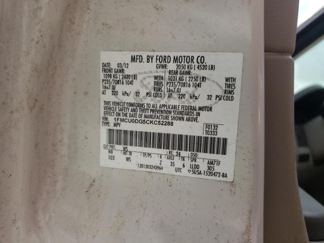 Photo 10 from auction – 2012 FORD ESCAPE XLT with VIN 1FMCU0DG5CKC52288