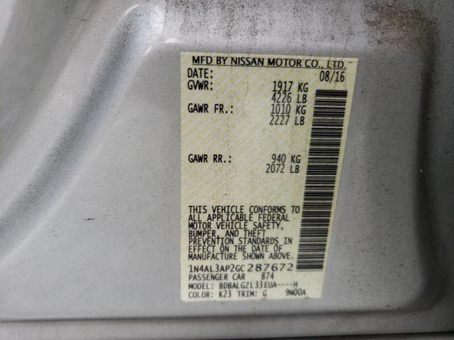 Photo 10 from auction – 2016 NISSAN ALTIMA 2.5 with VIN 1N4AL3AP2GC287672