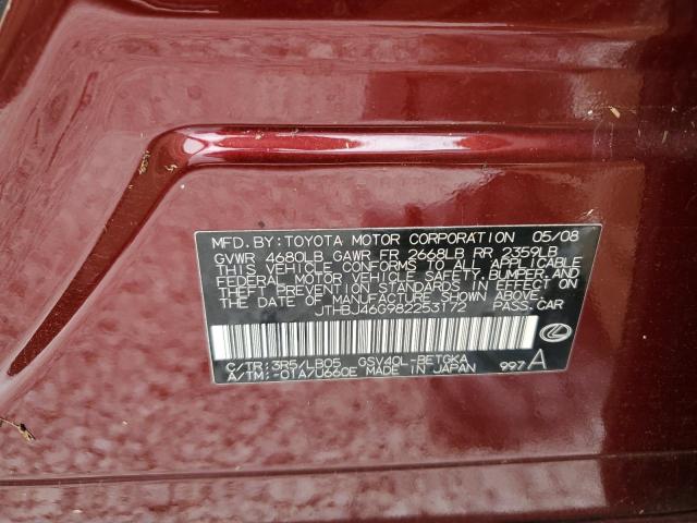 Photo 10 from auction – 2008 LEXUS ES 350 with VIN JTHBJ46G982253172