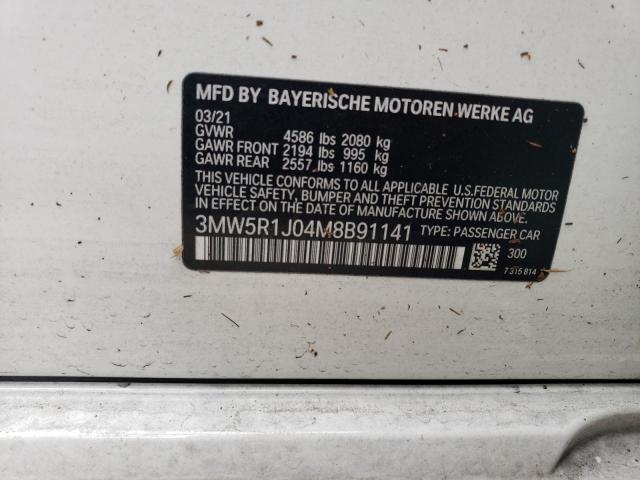 Photo 10 from auction – 2021 BMW 330I with VIN 3MW5R1J04M8B91141