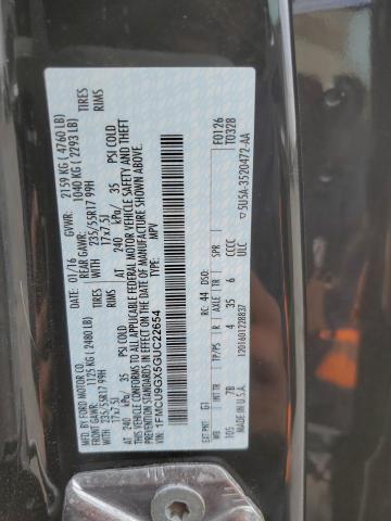 Photo 10 from auction – 2016 FORD ESCAPE SE with VIN 1FMCU9GX5GUC22654
