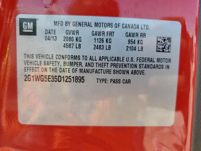 Photo 10 from auction – 2013 CHEVROLET IMPALA LT with VIN 2G1WG5E35D1251895