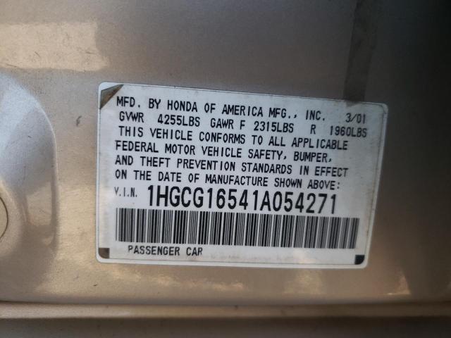 Photo 10 from auction – 2001 HONDA ACCORD EX with VIN 1HGCG16541A054271