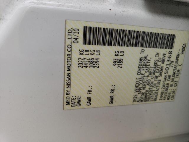 Photo 10 from auction – 2010 NISSAN ALTIMA SR with VIN 1N4BL2AP5AN501368
