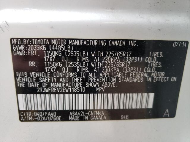 Photo 10 from auction – 2014 TOYOTA RAV4 XLE with VIN 2T3WFREV2EW118510