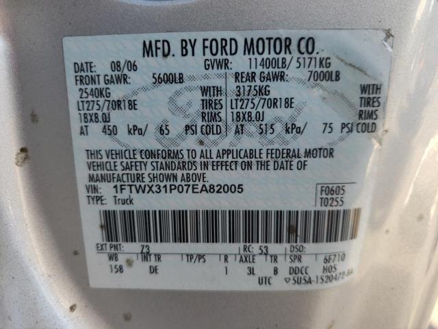 Photo 10 from auction – 2007 FORD F350 SRW S with VIN 1FTWX31P07EA82005
