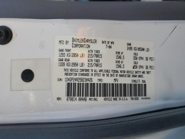 Photo 10 from auction – 2005 DODGE GRAND CARA with VIN 1D4GP24R25B230426