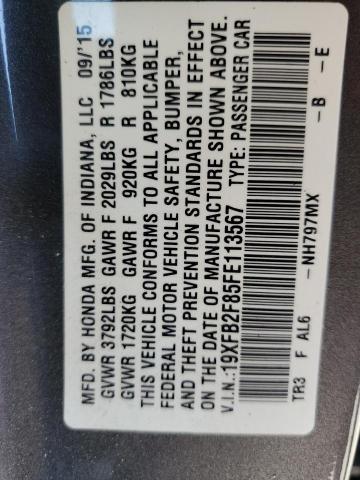 Photo 10 from auction – 2015 HONDA CIVIC EX with VIN 19XFB2F85FE113567