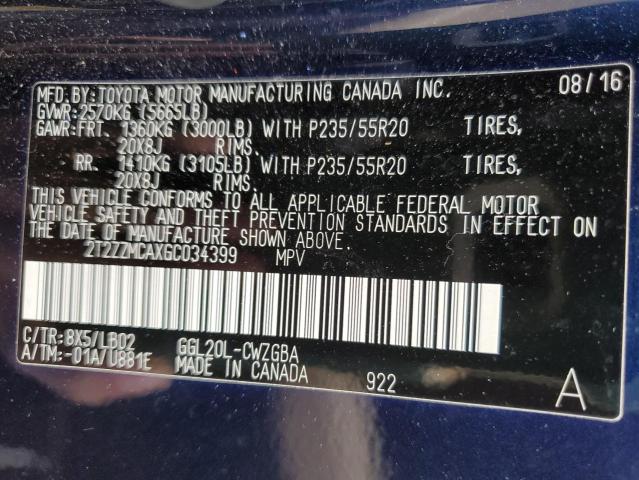 Photo 10 from auction – 2016 LEXUS RX 350 with VIN 2T2ZZMCAXGC034399