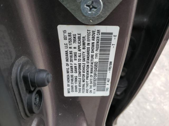 Photo 10 from auction – 2015 HONDA CIVIC LX with VIN 19XFB2F59FE045893