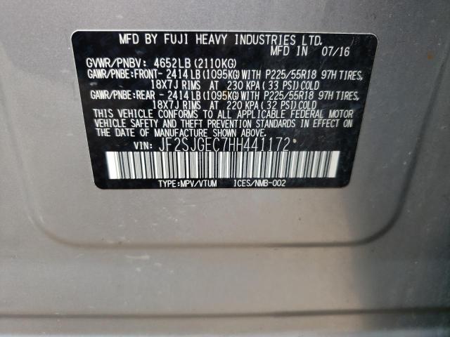 Photo 10 from auction – 2017 SUBARU FORESTER 2 with VIN JF2SJGEC7HH441172