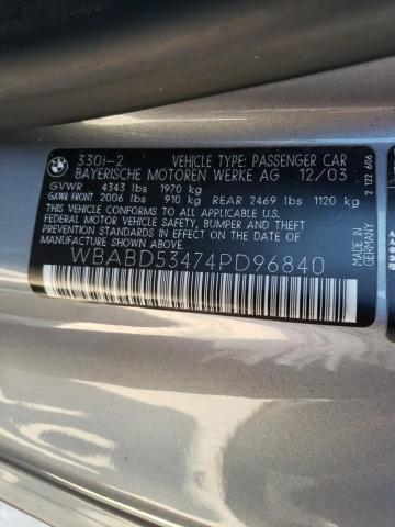 Photo 10 from auction – 2004 BMW 330 CI with VIN WBABD53474PD96840