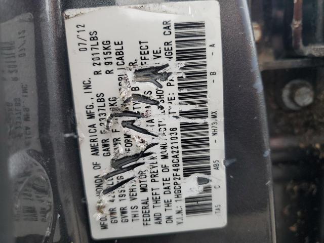 Photo 10 from auction – 2012 HONDA ACCORD LXP with VIN 1HGCP2F48CA221036