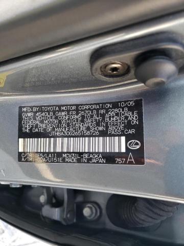 Photo 10 from auction – 2006 LEXUS ES 330 with VIN JTHBA30G265158726