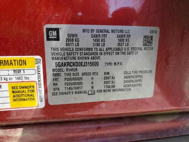 Photo 10 from auction – 2014 BUICK ENCLAVE with VIN 5GAKRCKD0EJ315609
