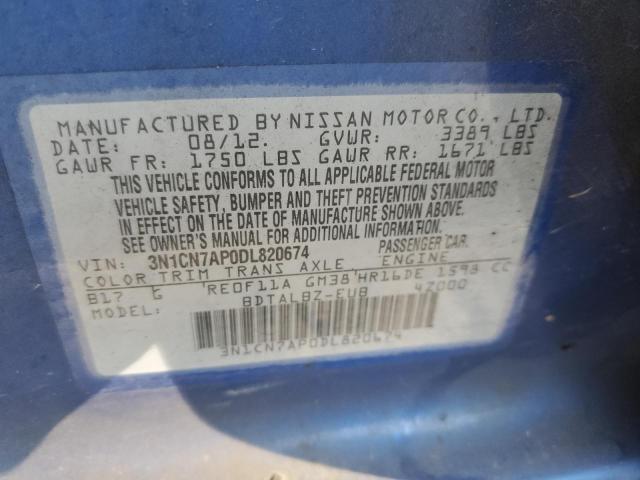 Photo 10 from auction – 2013 NISSAN VERSA S with VIN 3N1CN7AP0DL820674