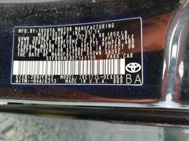 Photo 10 from auction – 2014 TOYOTA COROLLA L with VIN 5YFBURHE8EP141199