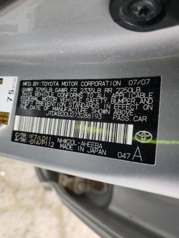 Photo 10 from auction – 2007 TOYOTA PRIUS with VIN JTDKB20U273288193