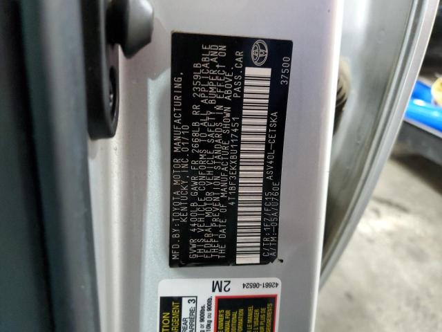 Photo 10 from auction – 2011 TOYOTA CAMRY BASE with VIN 4T1BF3EKXBU117451