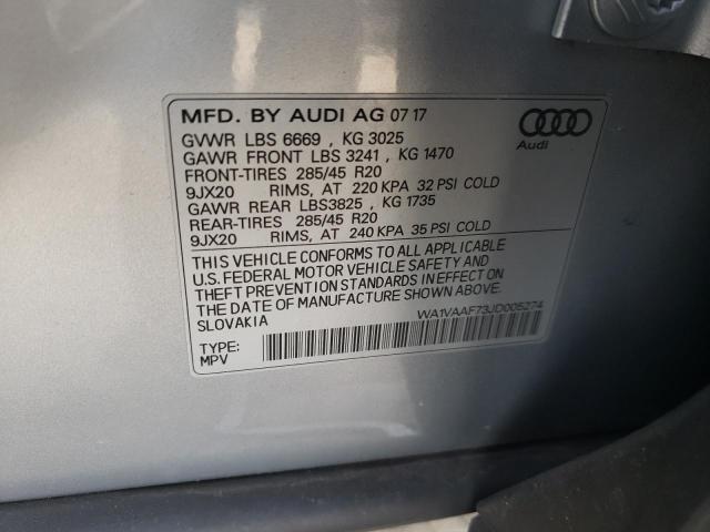 Photo 10 from auction – 2018 AUDI Q7 PRESTIG with VIN WA1VAAF73JD005274