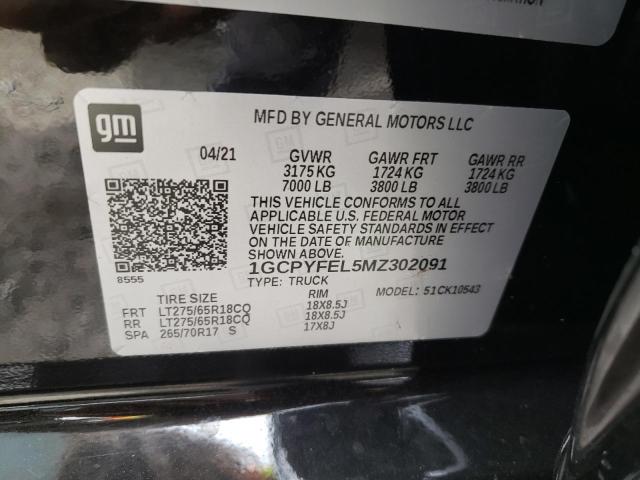 Photo 10 from auction – 2021 CHEVROLET SILVERADO with VIN 1GCPYFEL5MZ302091