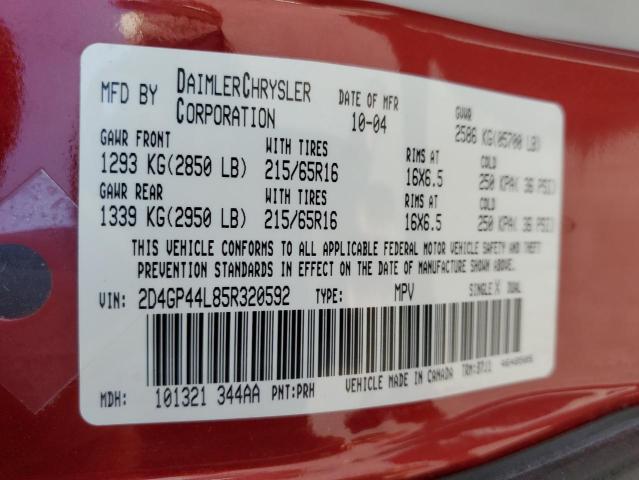 Photo 10 from auction – 2005 DODGE GRAND CARA with VIN 2D4GP44L85R320592