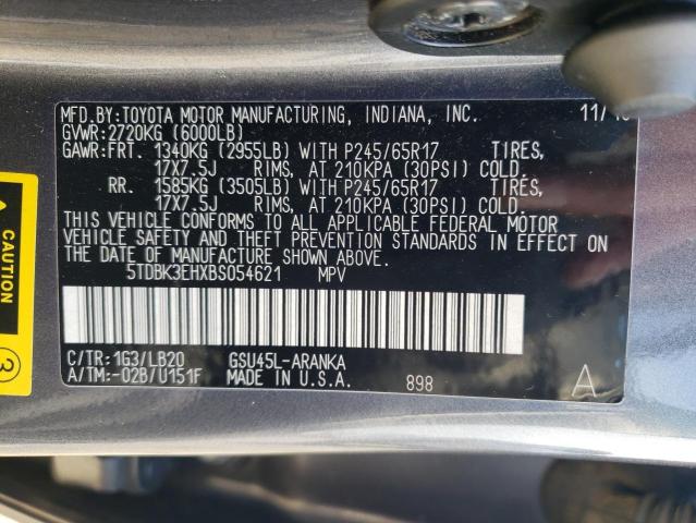 Photo 10 from auction – 2011 TOYOTA HIGHLANDER with VIN 5TDBK3EHXBS054621