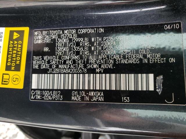Photo 10 from auction – 2010 LEXUS RX 450 with VIN JTJZB1BA8A2003678