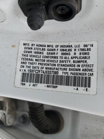 Photo 10 from auction – 2018 HONDA CIVIC EX with VIN 19XFC2F74JE037580