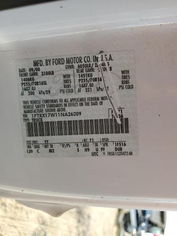 Photo 10 from auction – 2001 FORD F150 with VIN 1FTRX17W11NA26209