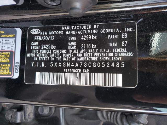 Photo 10 from auction – 2012 KIA OPTIMA EX with VIN 5XXGN4A73CG052485
